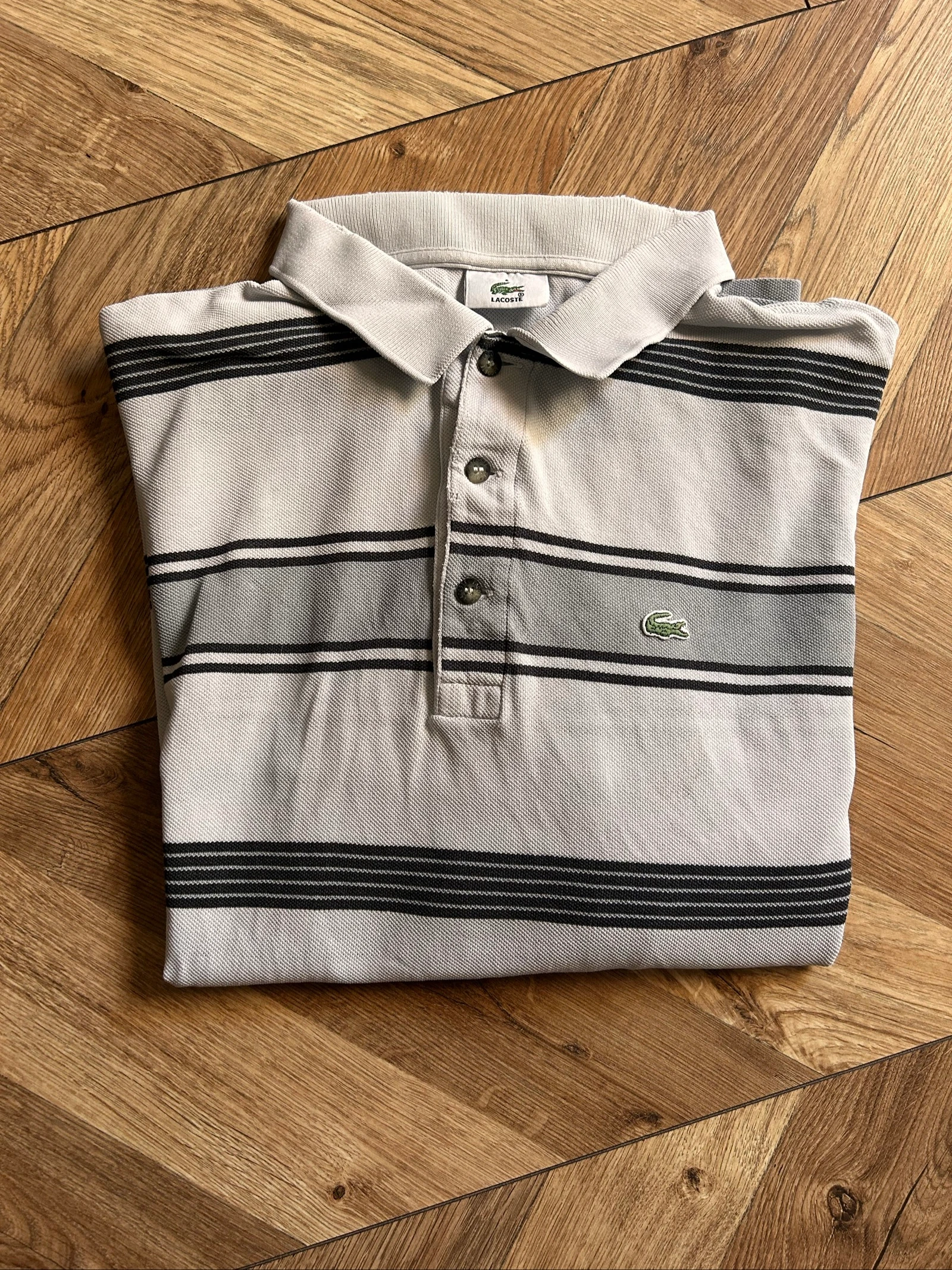 Polo Lacoste manches longues à rayures – Taille 6 (XL) - Vintage